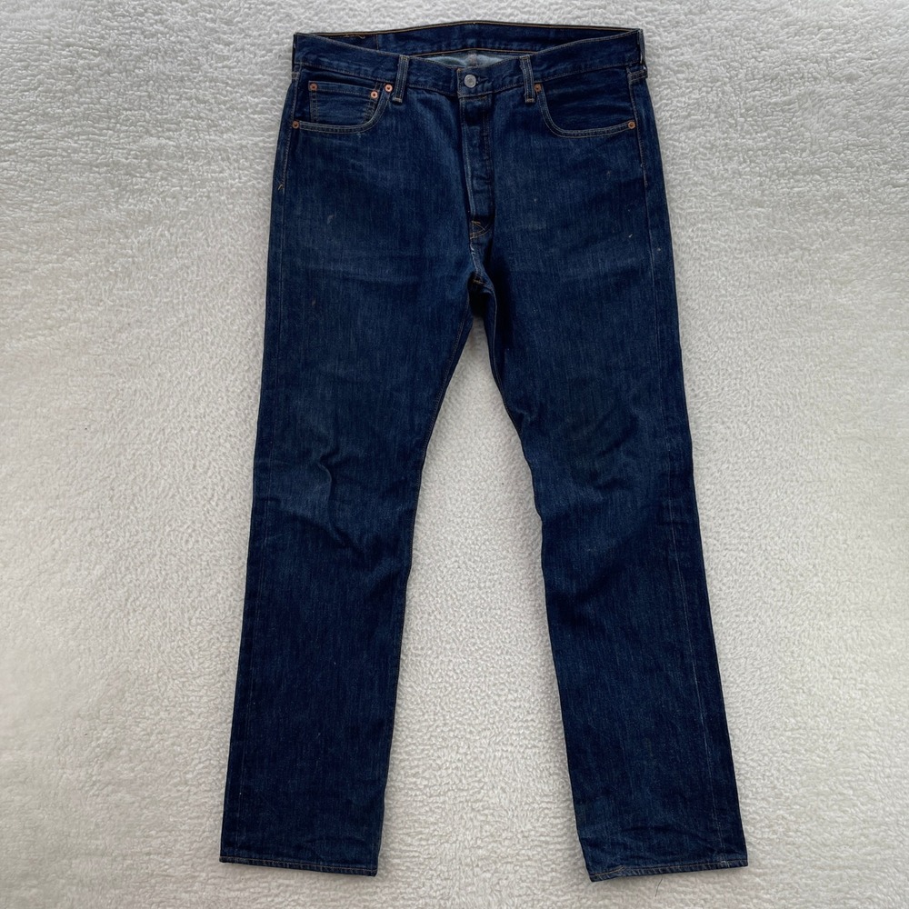Levis Jeans Mens 36x34 Blue 501 XX Original Button Fly Dark Wash Cowboy Workwear
